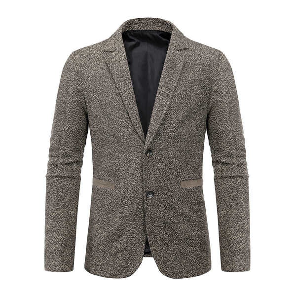 

Men Single Breasted Lapel Collar Blazer, Mocha brown