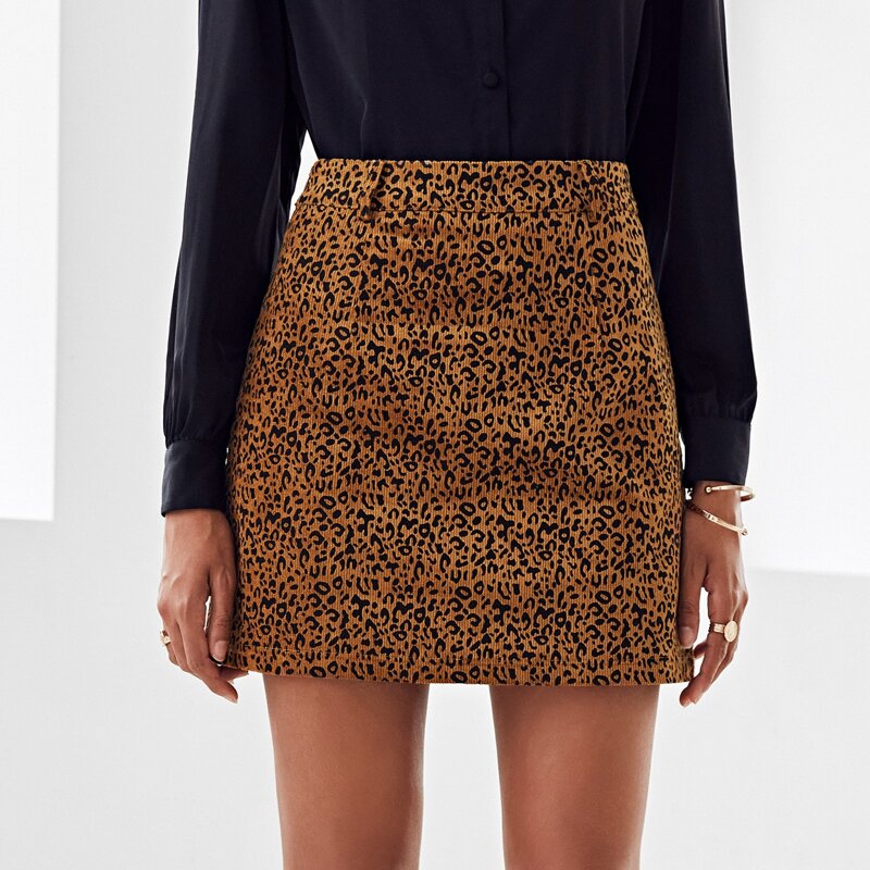 

Leopard Print Cord Mini Skirt, Multicolor