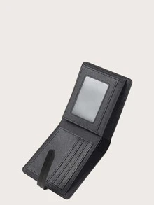 Men Minimalist Short Purse With Card Holder - Black - View 3