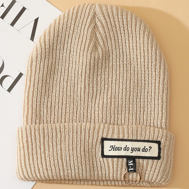 

Slogan Graphic Knit Beanie, Khaki