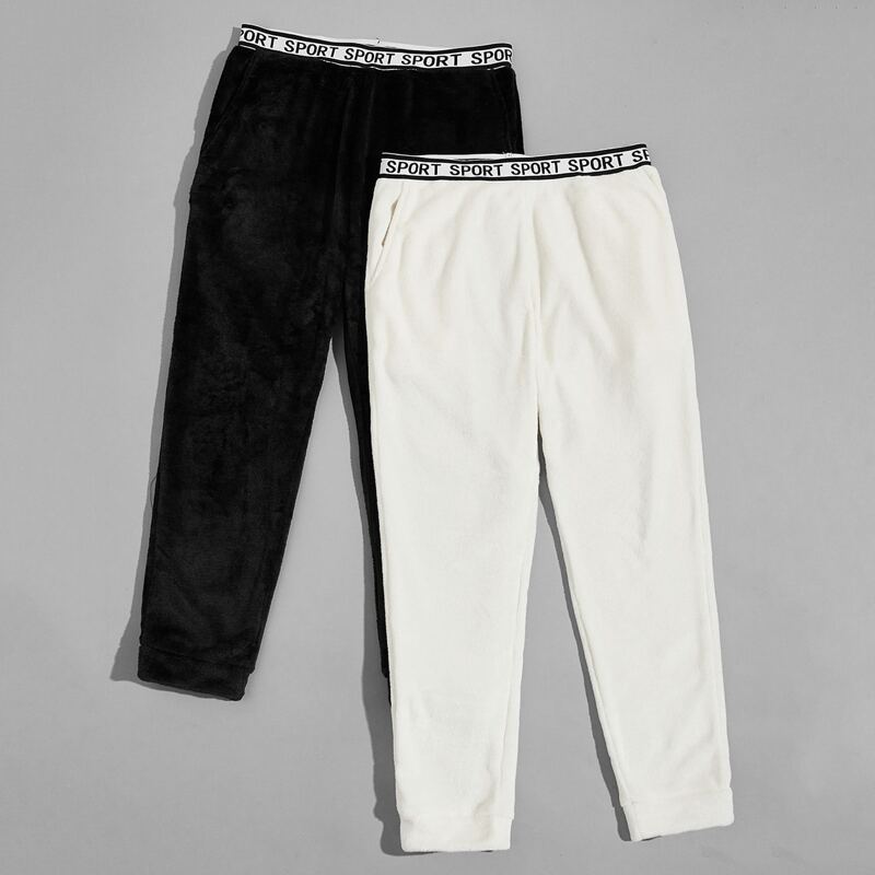 

Guys 2 Pack Letter Tape Teddy Sleep Pants, Multicolor