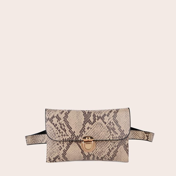 

Snakeskin Print Belt Bag, Khaki