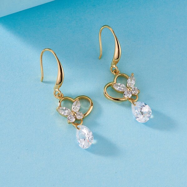 

Butterfly Decor Waterdrop Drop Earrings, Gold
