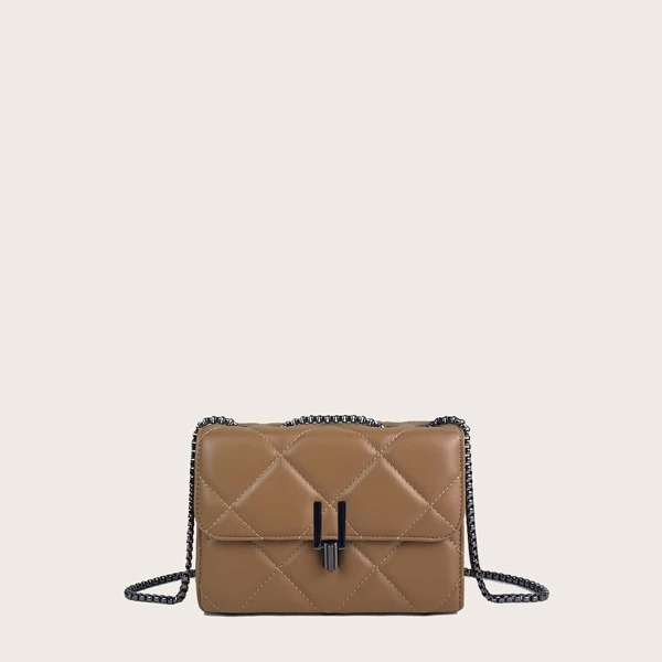 

Quilted Flap Crossbody Bag, Khaki