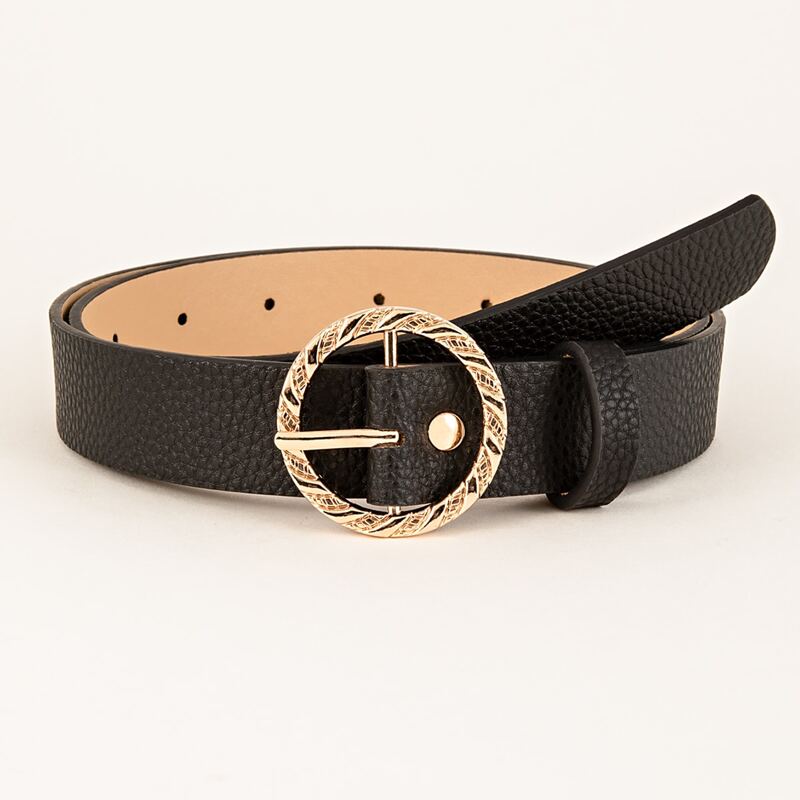 

Round Buckle Belt, Black