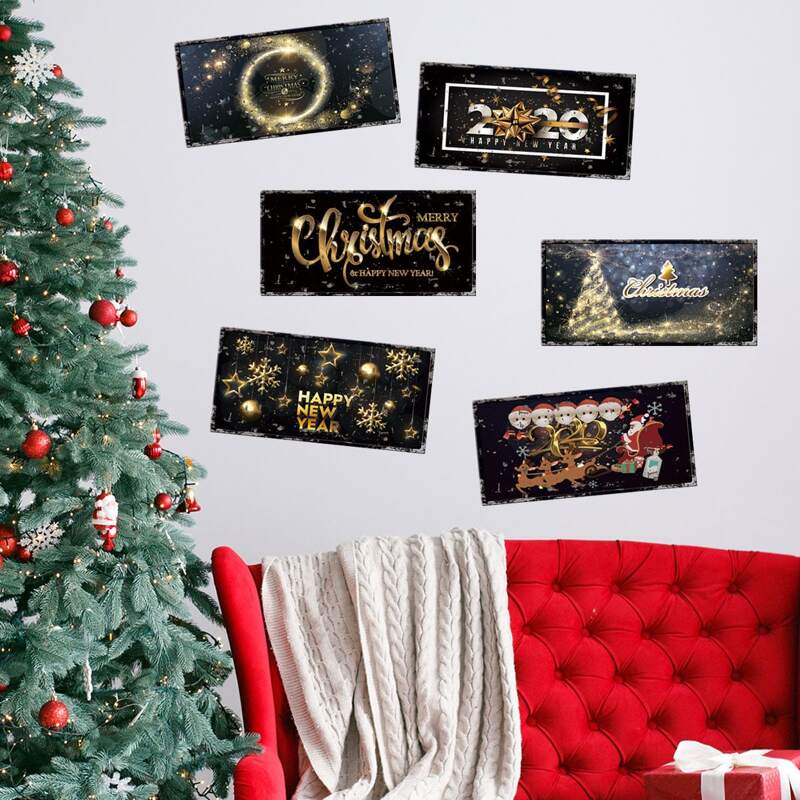

6sheets Christmas Pattern Wall Sticker, Multicolor
