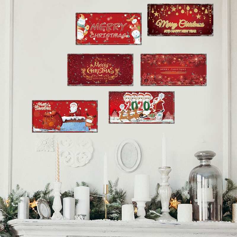 

6sheets Christmas Pattern Wall Sticker, Multicolor