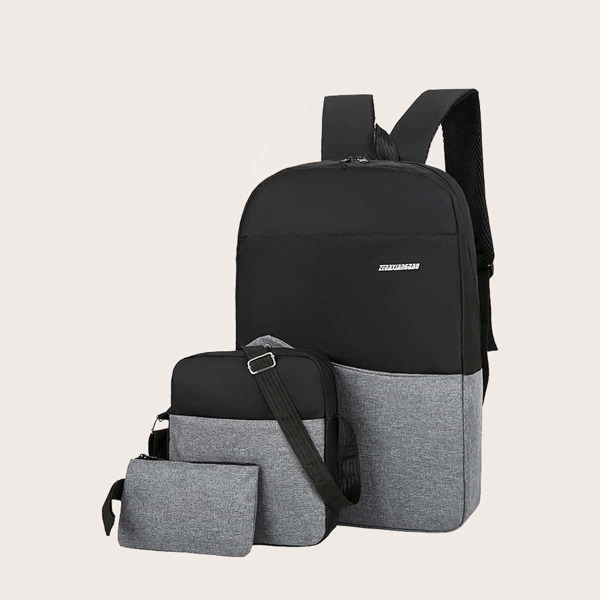 

Men 3pcs Two Tone Backpack Set, Grey