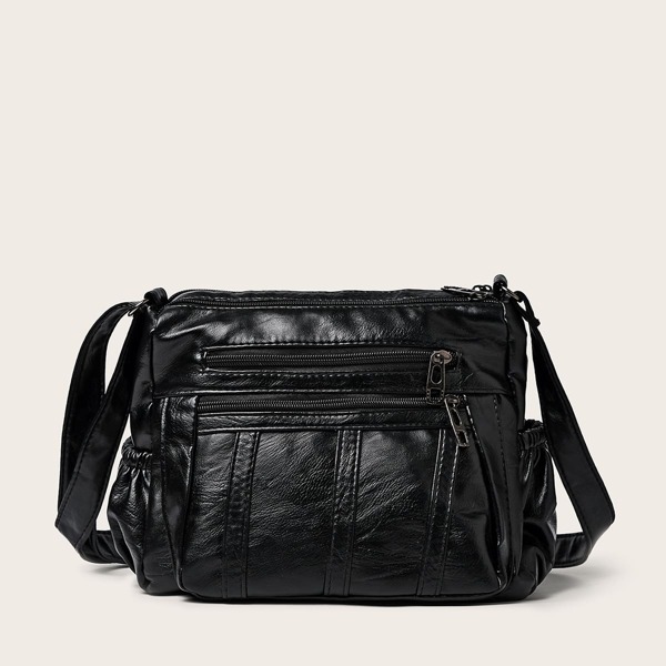 

Zip Front Crossbody Bag, Black