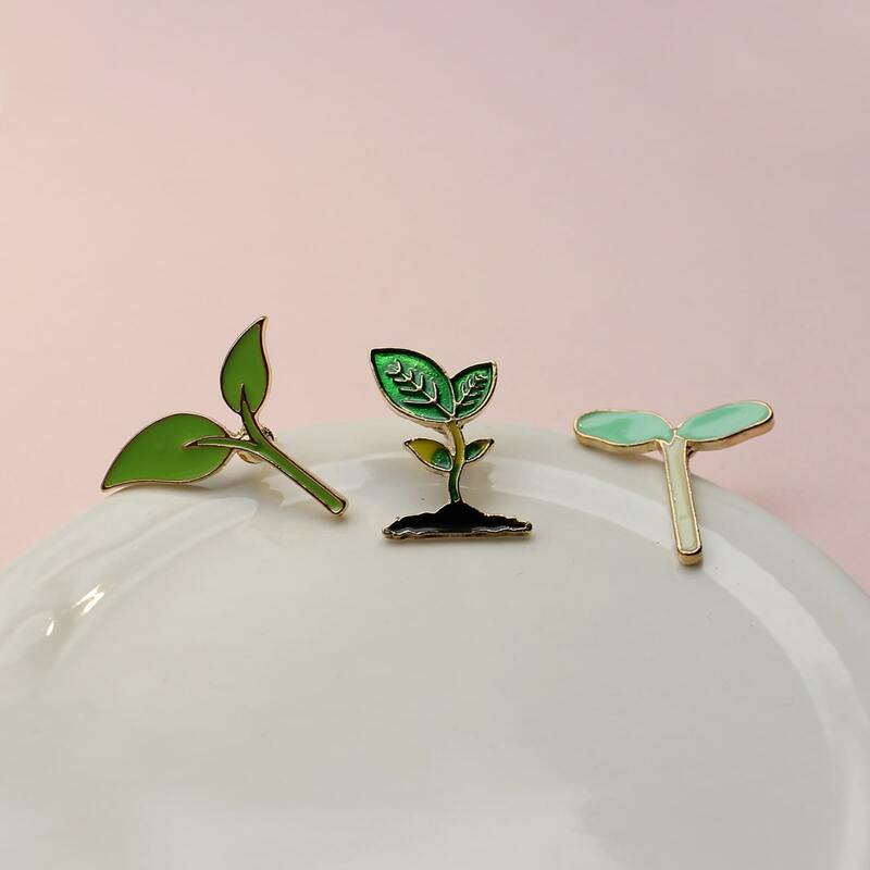 

3pcs Sapling Design Brooch, Multicolor