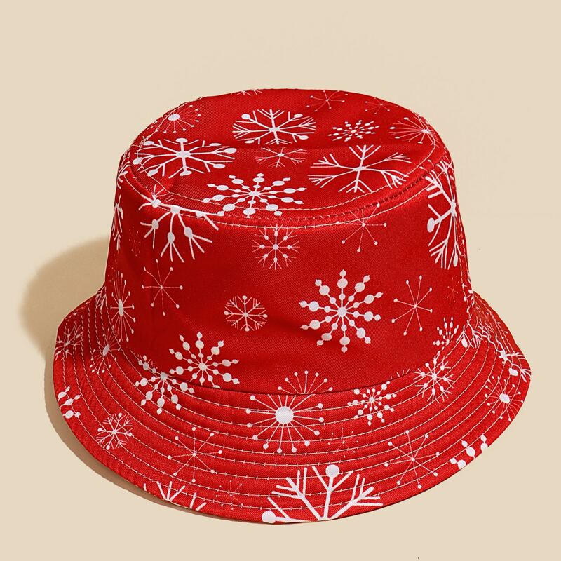 

Christmas Pattern Bucket Hat, Red