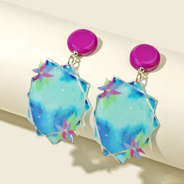 

Geometric Drop Earrings, Multicolor