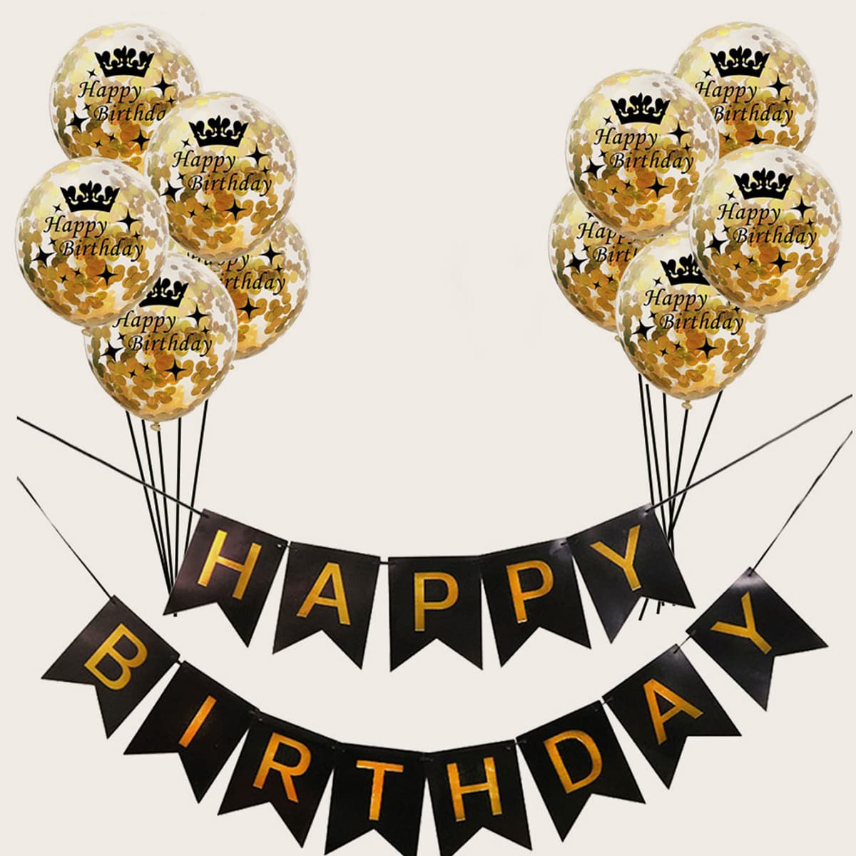 

11pcs Birthday Balloon & Flag Set, Multicolor