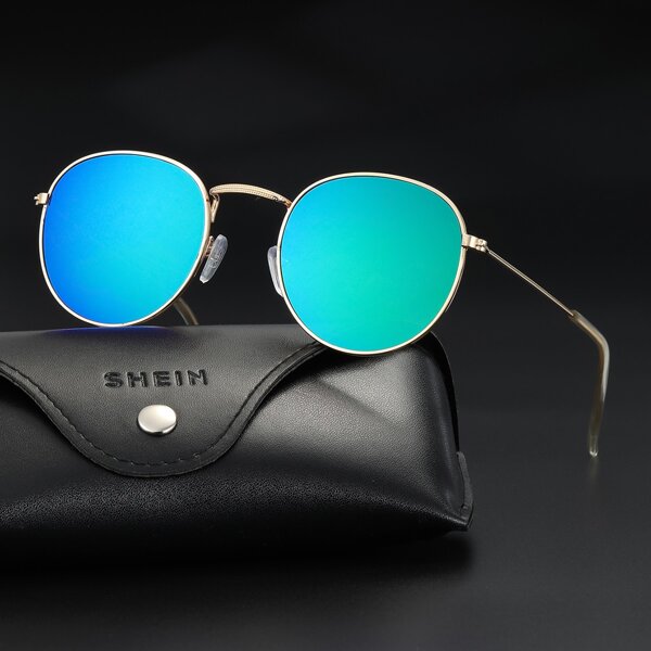 

Men Round Metal Frame Sunglasses, Green