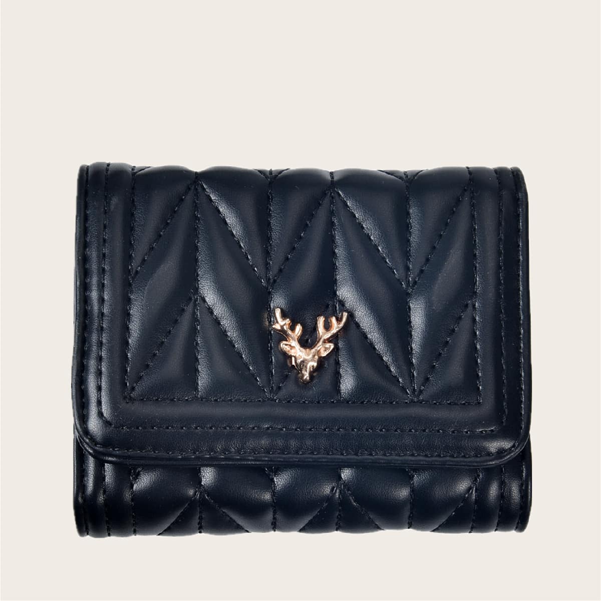 

Quilted Short Purse With Card Holder, Black