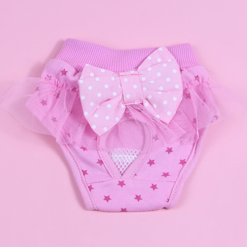

1pc Star Print Bow Decor Dog Sanitary Pants, Pink