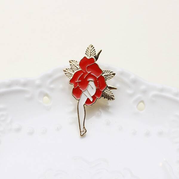 

Flower Design Creative Brooch, Red