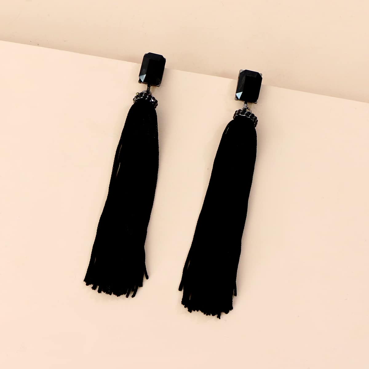 

Tassel Decor Drop Earrings, Black