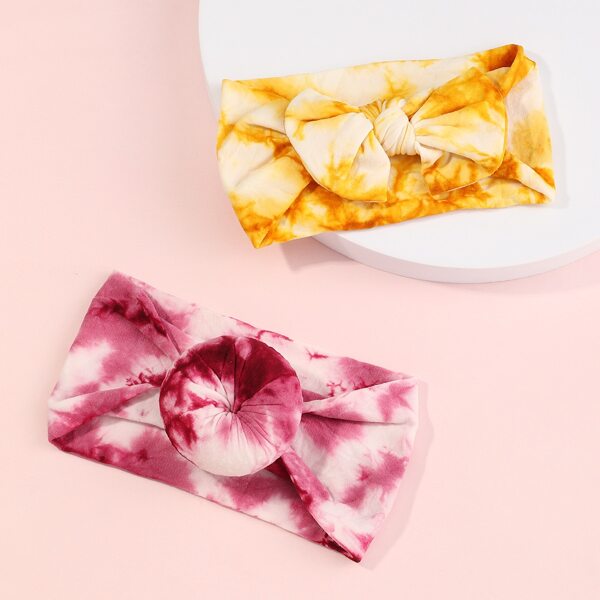 

2pcs Toddler Girls Tie Dye Pattern Headband, Multicolor