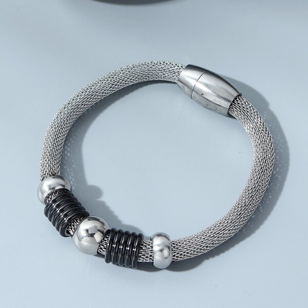 

Men Metal Detail Bracelet, Silver