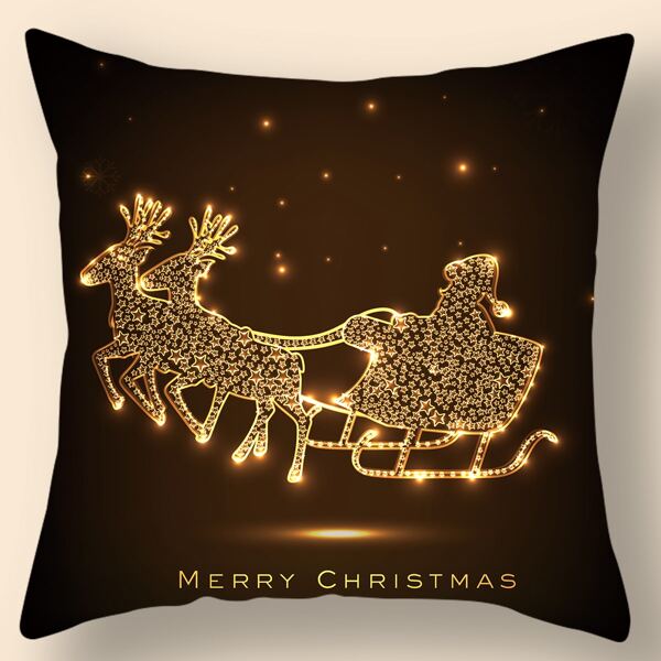

Santa Claus Print Cushion Cover Without Filler, Multicolor