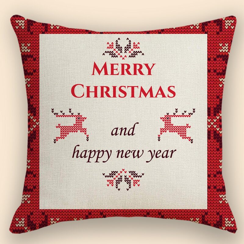

Christmas Slogan Graphic Cushion Cover Without Filler, Multicolor
