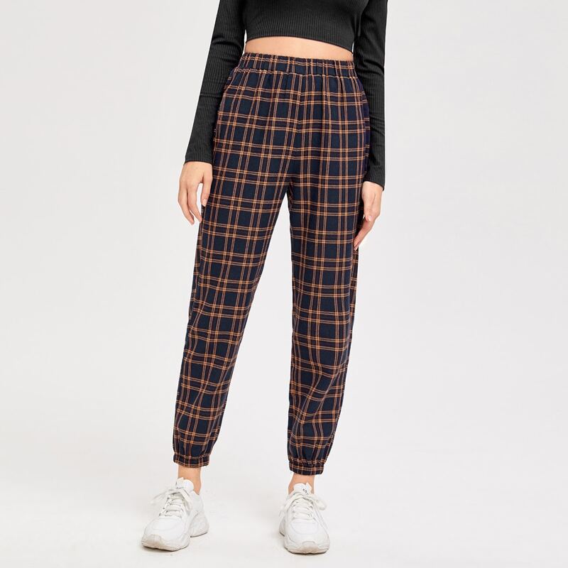 

Plaid High Waist Pants, Multicolor