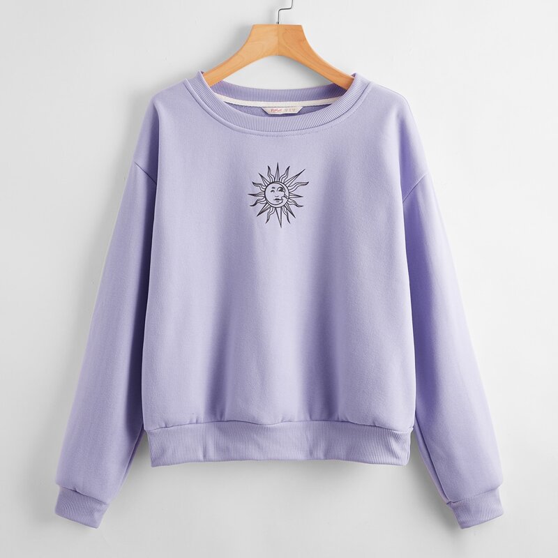 

Sun & Moon Graphic Sweatshirt, Lilac purple