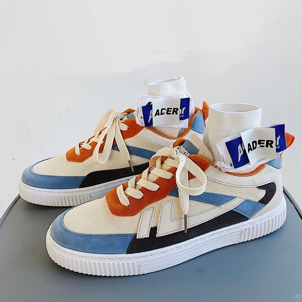 

Men Color Block Canvas Shoes, Orange