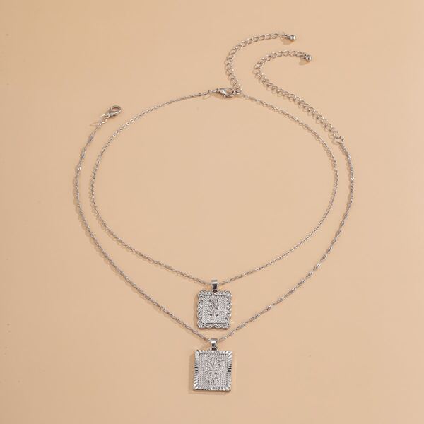

2pcs Geo Charm Necklace, Silver