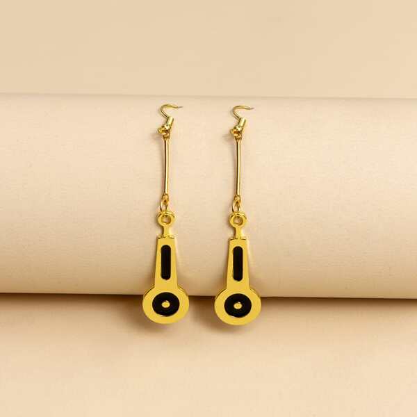 

Zipper Head Drop Earrings, Gold