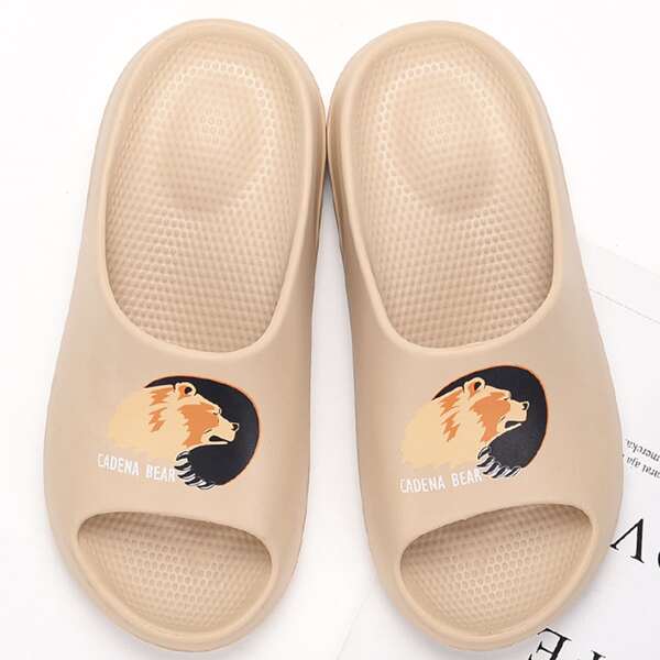 

Men Animal Print Wide Fit Slippers, Khaki