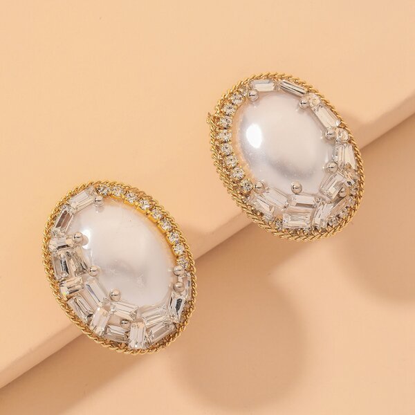 

Faux Pearl Decor Stud Earrings, Gold