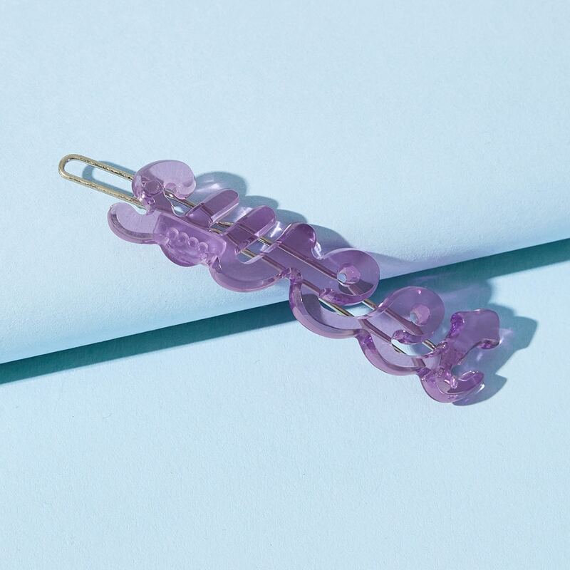 

Clear Letter Hair Clip, Violet purple