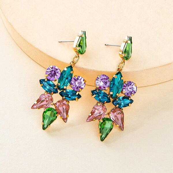 

Rhinestone Decor Drop Earrings, Multicolor