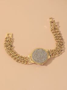 Rhinestone Decor Bracelet - Yellow Gold - View 2