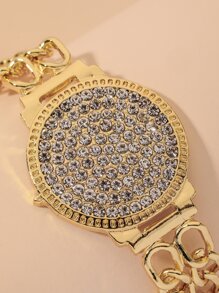 Rhinestone Decor Bracelet - Yellow Gold - View 3