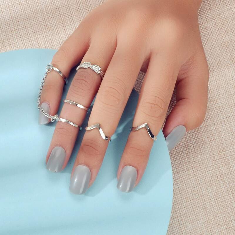 

5pcs Metal Simple Ring, Silver