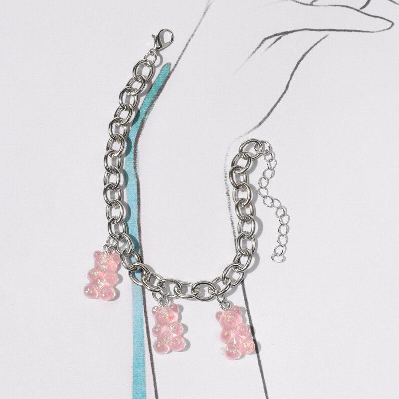 

Holographic Bear Chain Bracelet, Silver