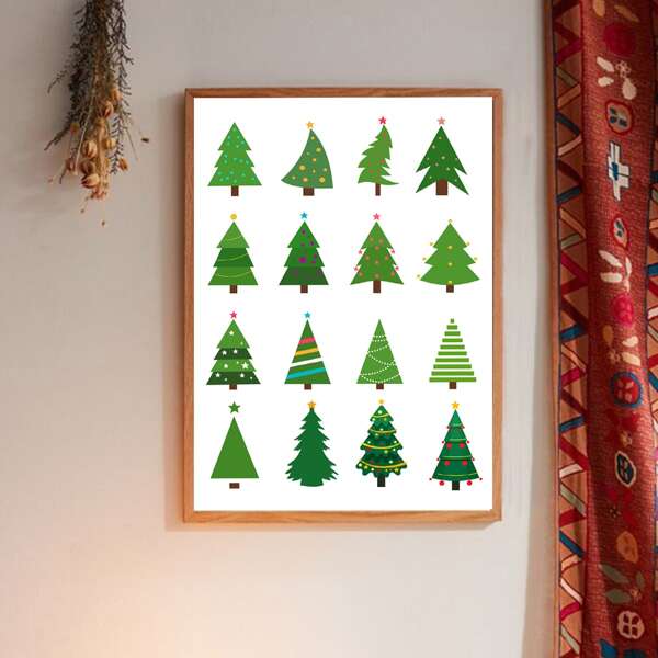 

Christmas Tree Print Wall Painting Without Frame, White