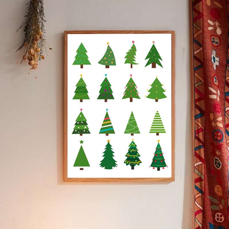 

Christmas Tree Print Wall Painting Without Frame, White