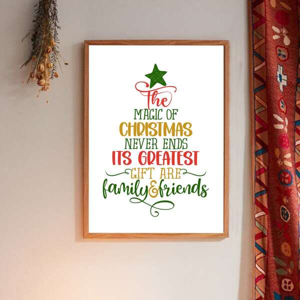 

Christmas Slogan Graphic Wall Painting Without Frame, White