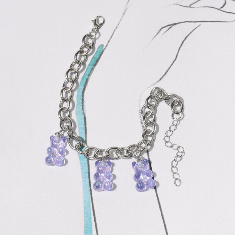 

Holographic Bear Chain Bracelet, Silver