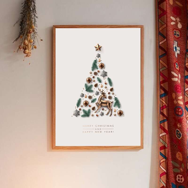 

Christmas Tree Print Wall Painting Without Frame, White
