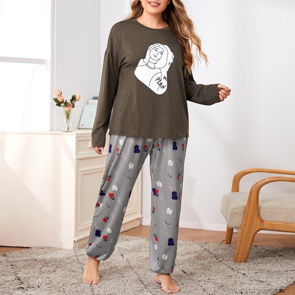 

Plus Figure Print PJ Set, Multicolor