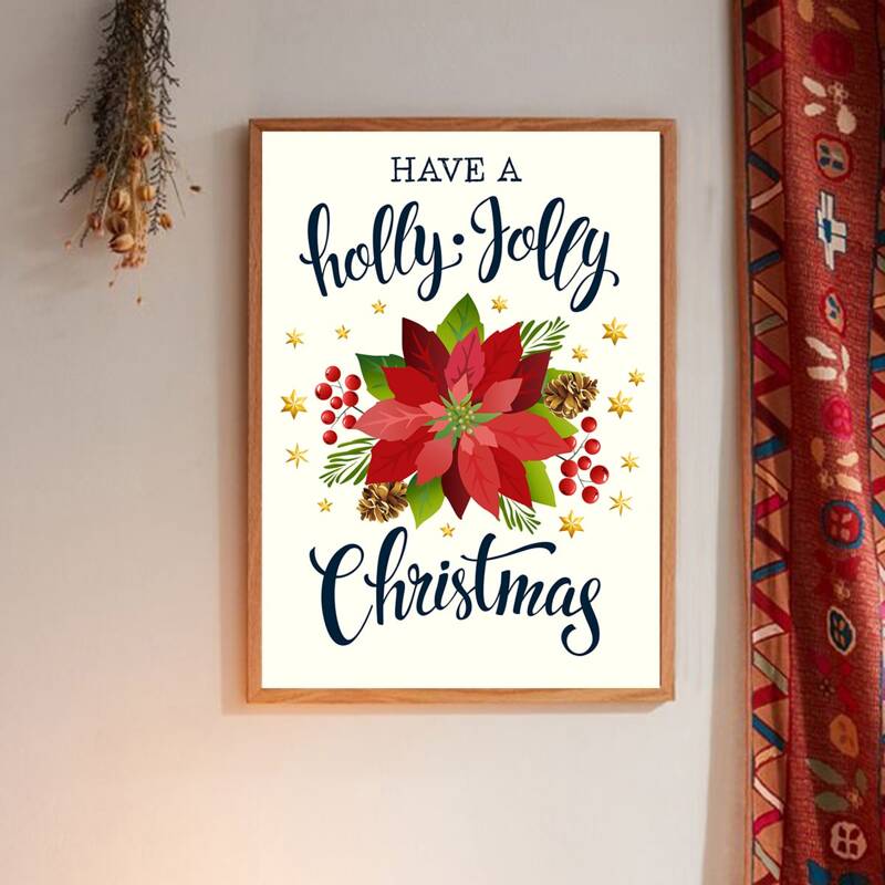 

Christmas Slogan Graphic Wall Painting Without Frame, White