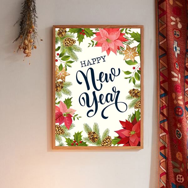 

Christmas Slogan Graphic Wall Painting Without Frame, Multicolor