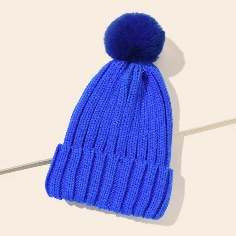 

Pom-pom Decor Beanie, Royal blue