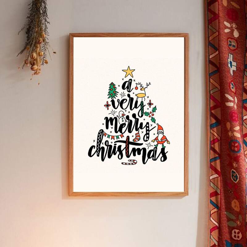 

Christmas Slogan Graphic Wall Painting Without Frame, White
