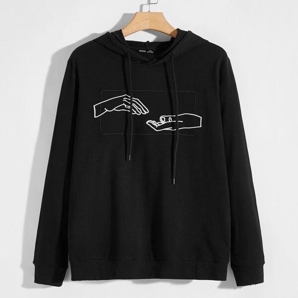 

Men Figure Embroidery Hoodie, Black